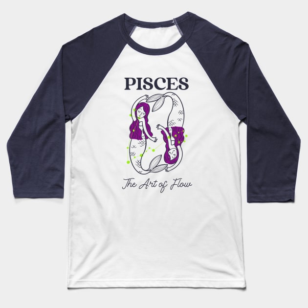 Pisces - The Art of Flow Baseball T-Shirt by MadeWithLove